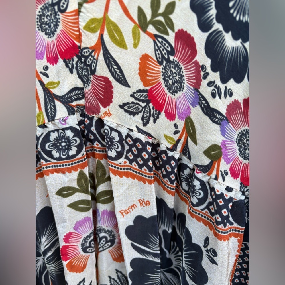 Farm Rio Romantic Garden Floral High-Neck Maxi Dress - Picture 11 of 13